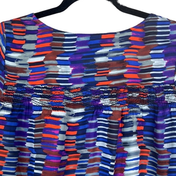 Dolce Vita Multicolor Brush Stroke Print‎ Silk Blouse - Picture 7 of 11